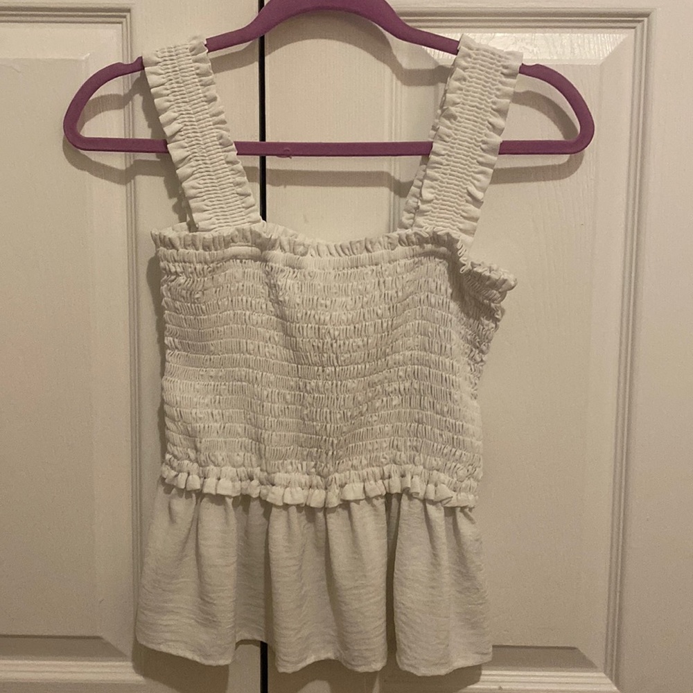 WHITE RUFFLE TANK